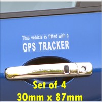 4 x Fitted with a GPS Tracker-EXTERNAL-Security Stickers For Car,Van,Truck,Taxi,Mini Cab,Bus,Coach,Tinted Blacked Out Windows,Quad Bike,Motorcycle Alarm Signs 